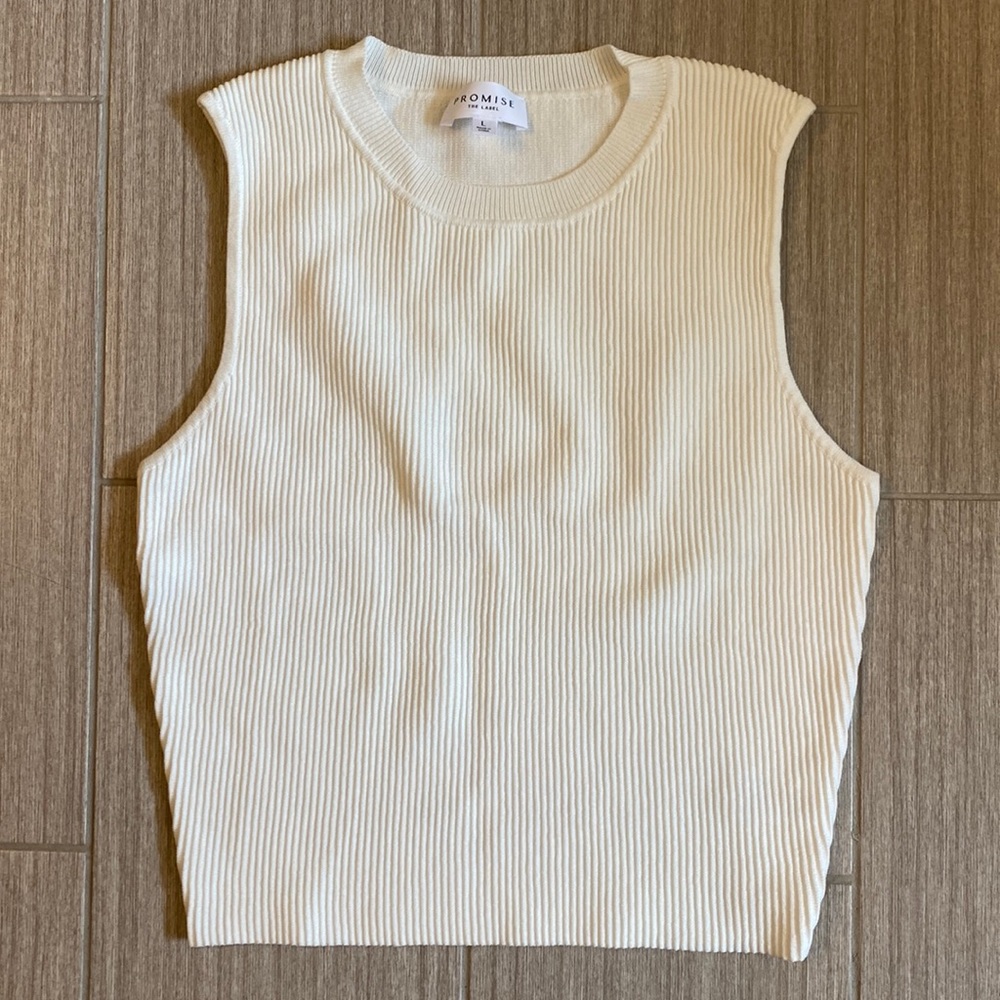 Off White Ribbed Tank Shell